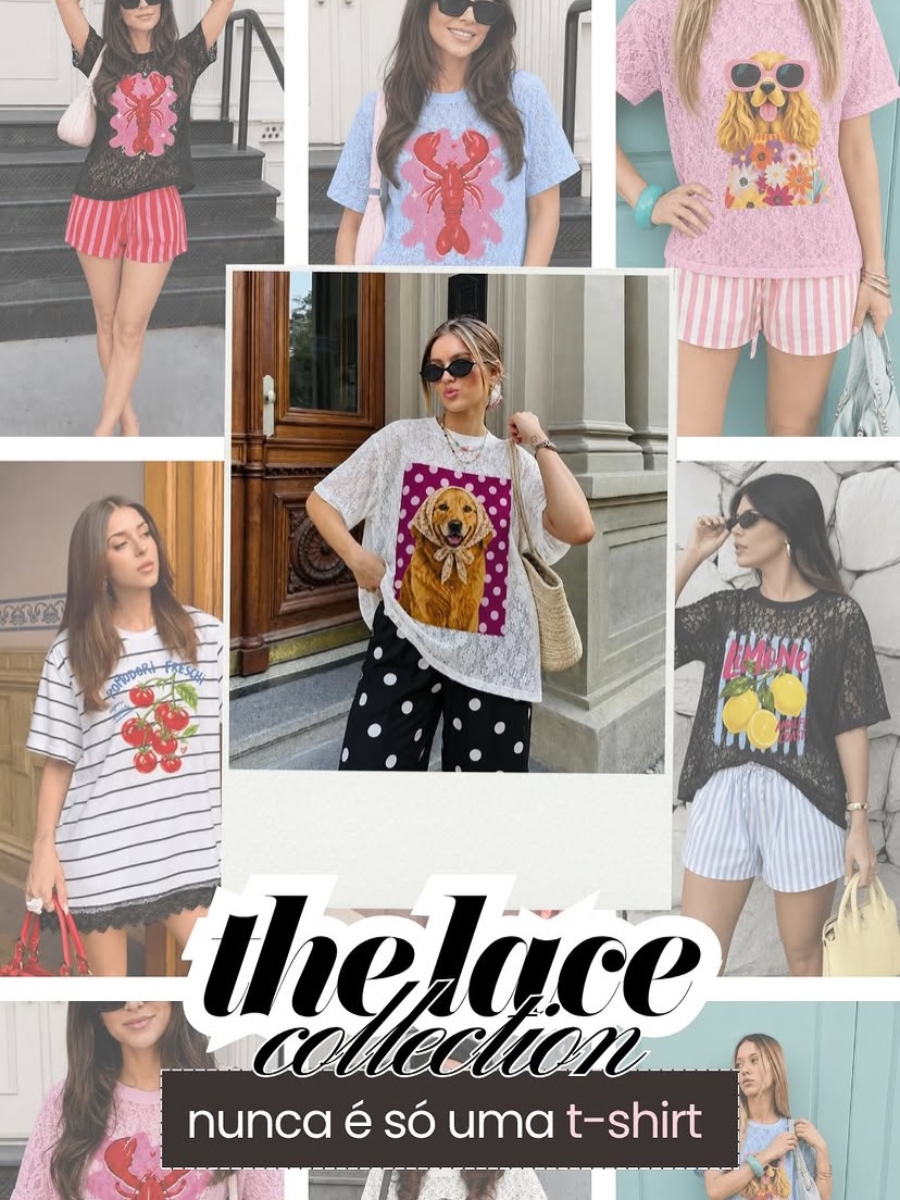 Elas são o momento😌🛍️
É claro, que viria novas estampas das tshirts em renda mais famosinhas por aqui…
Apenas 89,99 em até 10x 8,99
