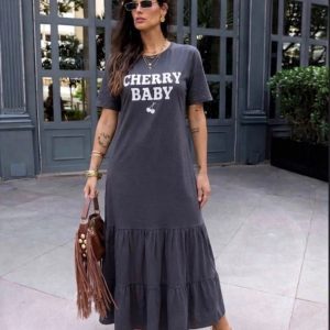 Vestido Cherry Baby Cinza
