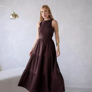 Vestido Flora Marrom