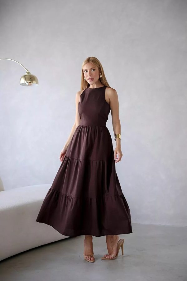 Vestido Flora Marrom