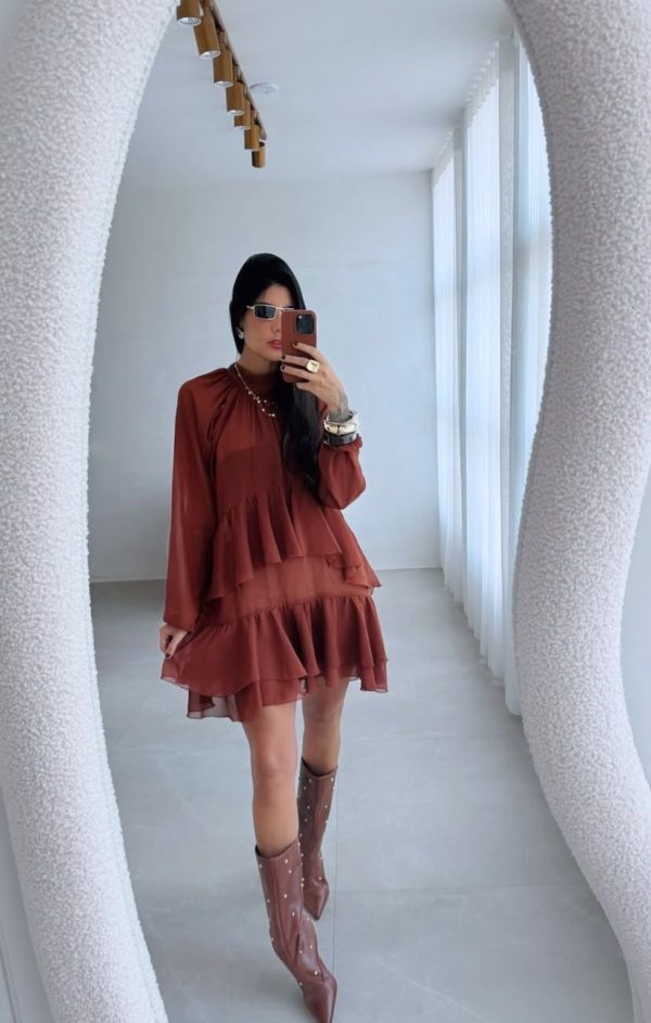 Vestido Louise Marrom Claro