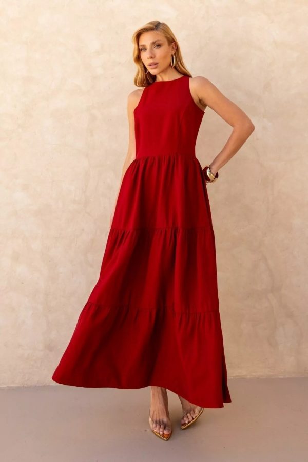 Vestido Flora Bordô