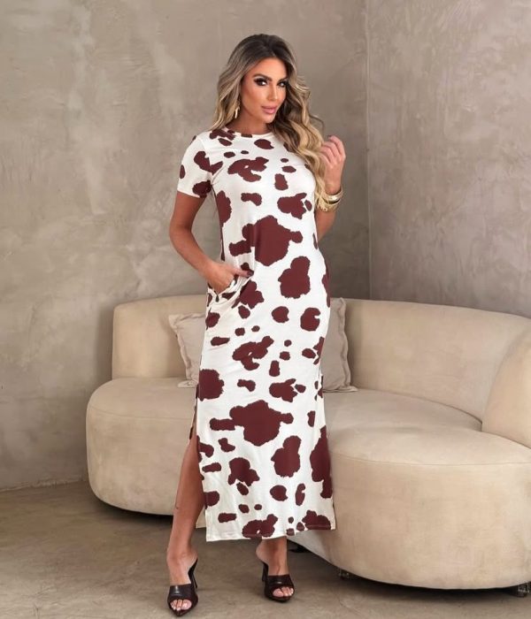 Vestido Lavínia Cow Print Marrrom