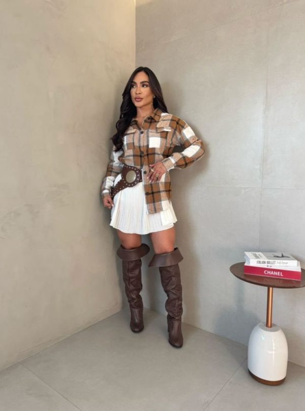 Camisa Nina Xadrez Caramelo