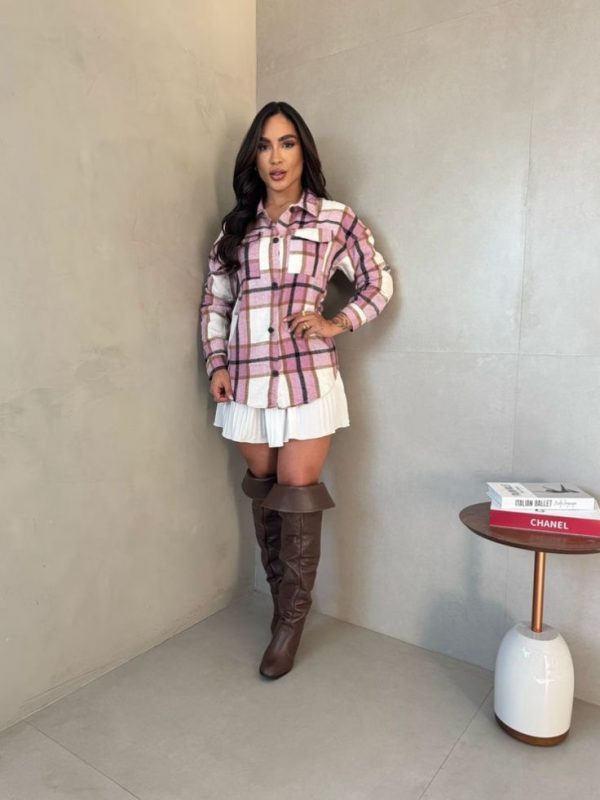 Camisa Nina Xadrez Rosa