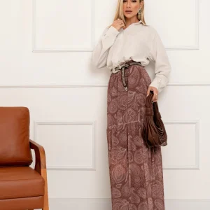 Saia Sueli Paisley Marrom