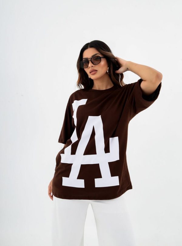 Camiseta Over LA Marrom