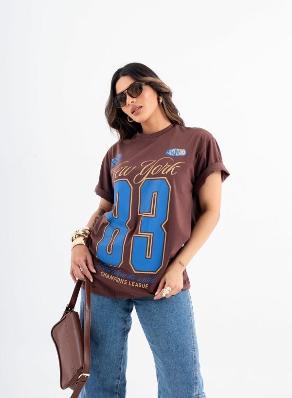 Camiseta Over New York 83 Marrom