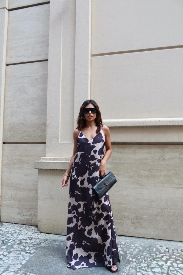 Vestido Carla Cow Print Maxi
