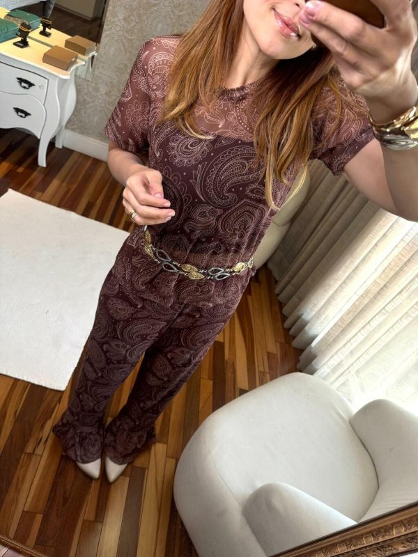 Conjunto Fabia Paisley Marrom
