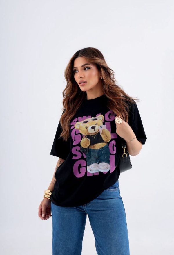 Camiseta Urso Selfie Preto