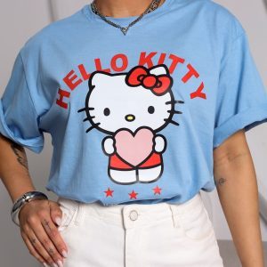 Camiseta Hello Kitty Coração Azul