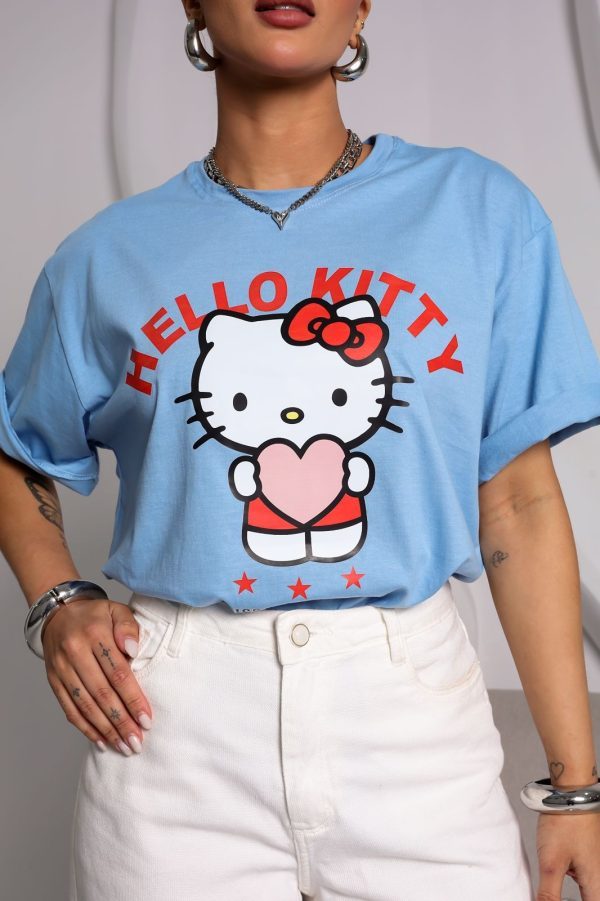 Camiseta Hello Kitty Coração Azul