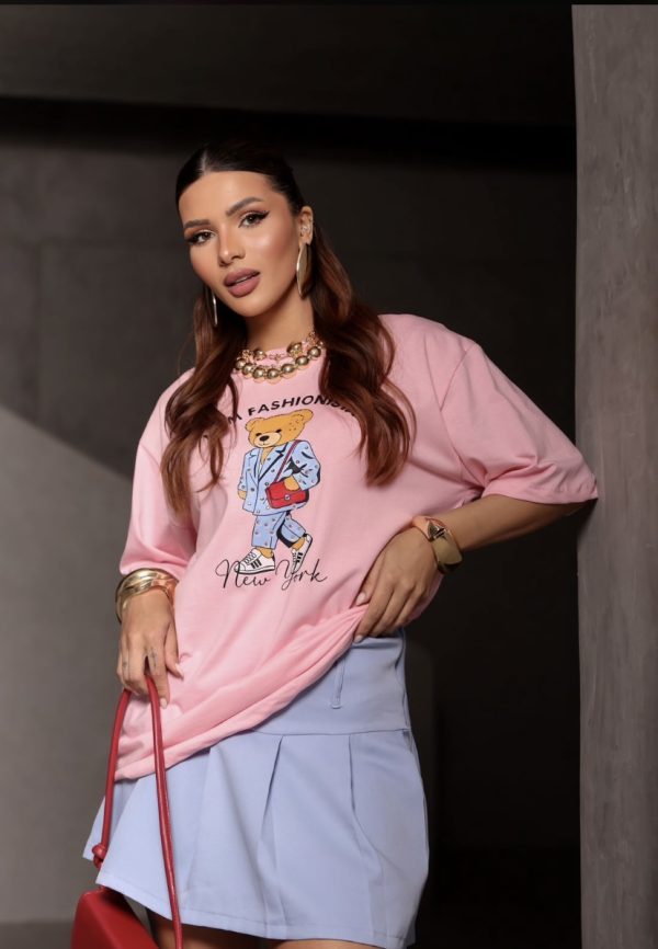 Camiseta Urso Polo Rosa