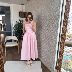Vestido Adelia Listrado Rosa