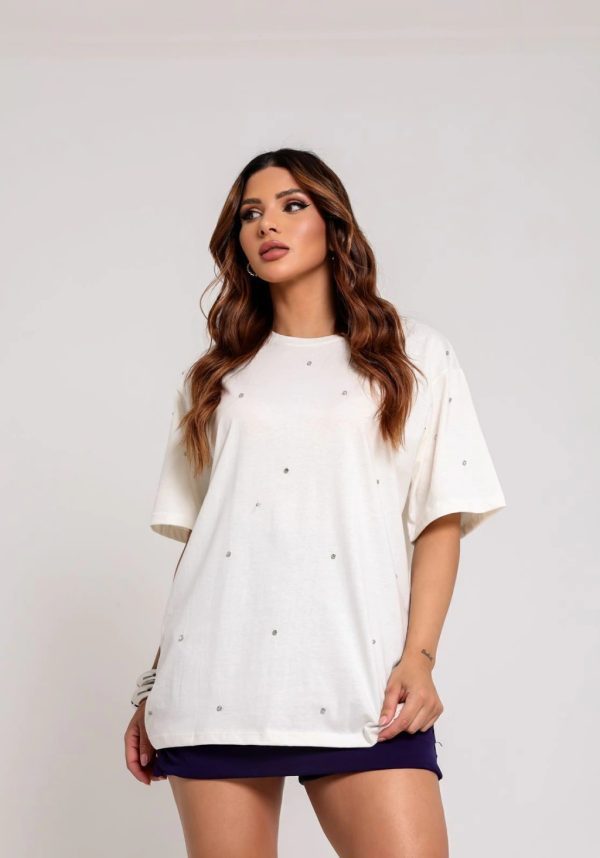 Camiseta Strass Offwhite