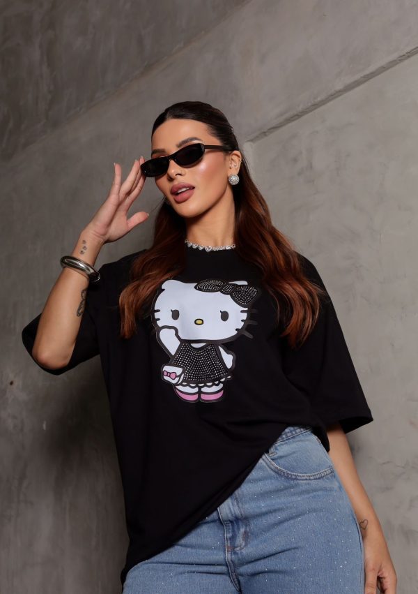 Camiseta Hello Kitty Pedraria Preto