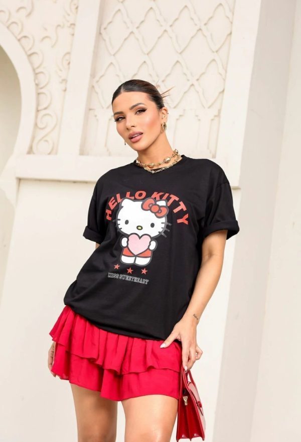 Camiseta Hello Kitty Coração Preta