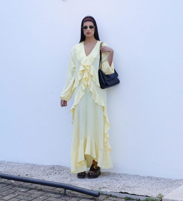 Vestido Lollita Amarelo Manteiga