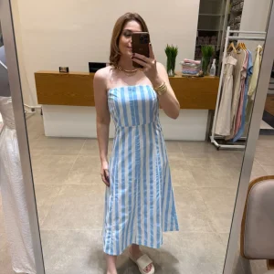 Vestido Thainara Listrado Azul