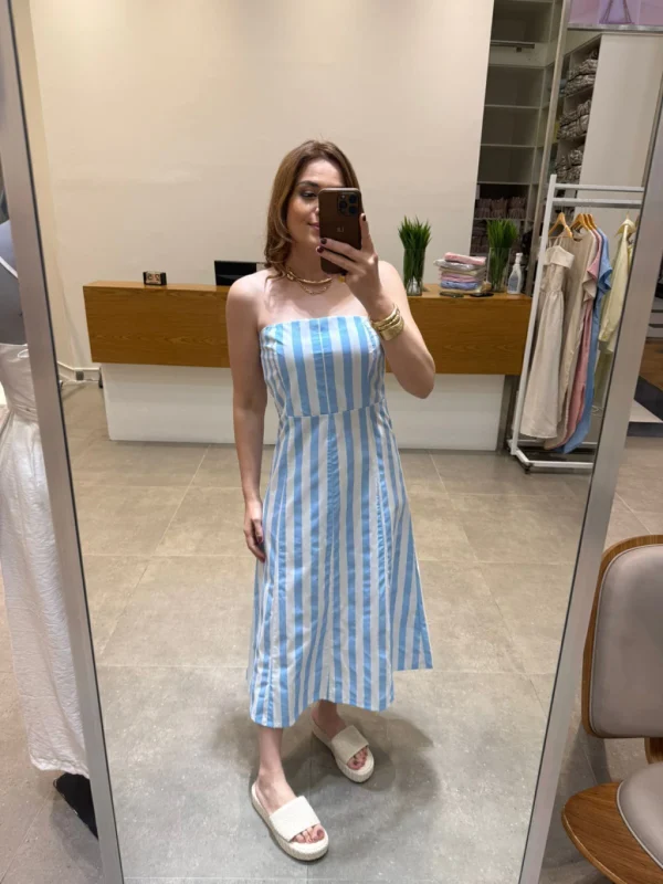 Vestido Thainara Listrado Azul