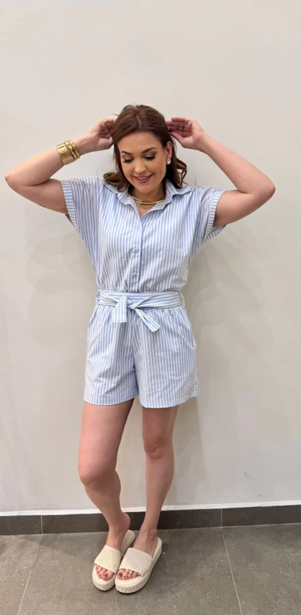 Conjunto Priscila Listrado Azul