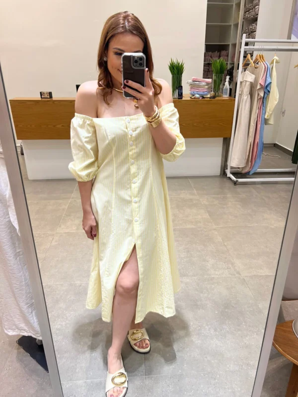 Vestido Larissa Listrado Amarelo