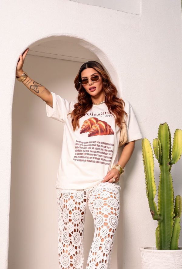 Camiseta Maxi Croissant Offwhite