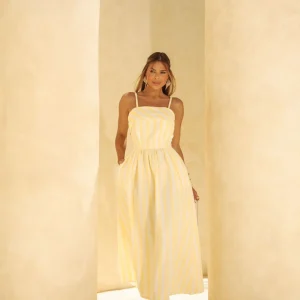 Vestido Adelia Maxi Listras Amarelo
