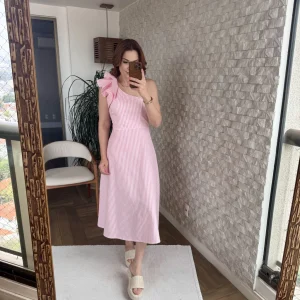 Vestido Tarsila Listrado Rosa