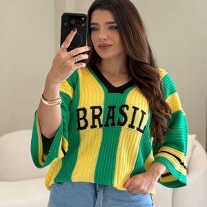Blusa Brasil Tricô Amarela