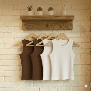 Kit Regatas 4 Cores 2 Marrons 2 Brancas