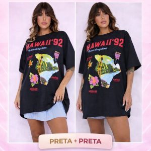 Combo Camisetão Hawaii Preto