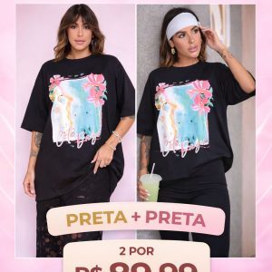Combo Camisetão Cote Preta