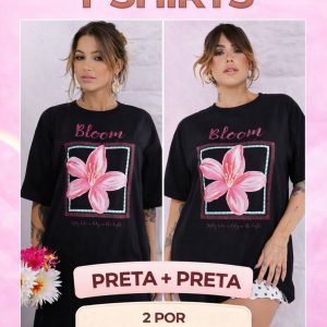 Combo Camisetão Bloom preto