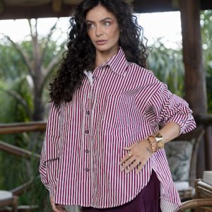 Camisa Lucilene Listrado Beterraba