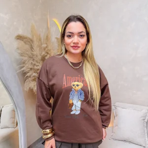 Moletom Urso American Marrom