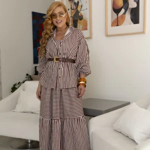 Camisa Sarah Listrado Marrom