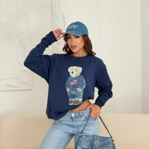 Moletom Urso USA Azul Marinho