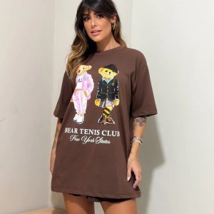 Camiseta Over Dupla Tenis Club Marrom