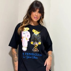 Camiseta Over Dupla Tenis Club Preto