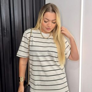Camisetão Listras Offwhite