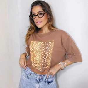 T-Shirt Cropped Bambi Core Chocolate