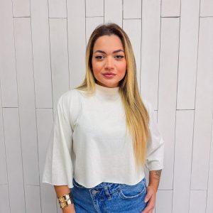 T-Shirt Cropped Lisa Gola Alta Offwhite