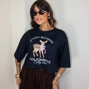 T-Shirt Cropped Bambi Dear Preto