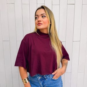 T-Shirt Cropped Lisa Gola Alta Marsala