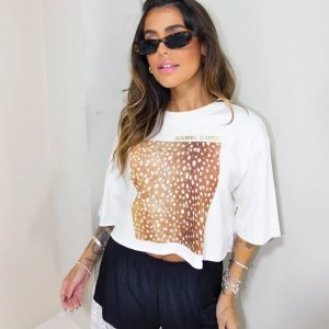 T-Shirt Cropped Bambi Core Offwhite