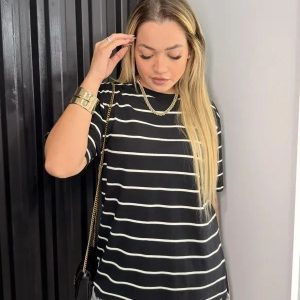 Camisetão Listras Preto