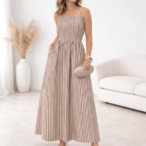 Vestido Adelia Marrom Listrado