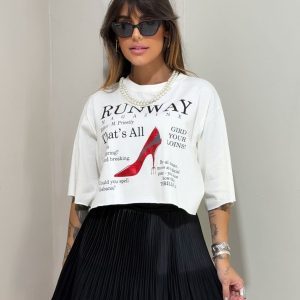 T-Shirt Cropped Runway Offwhite